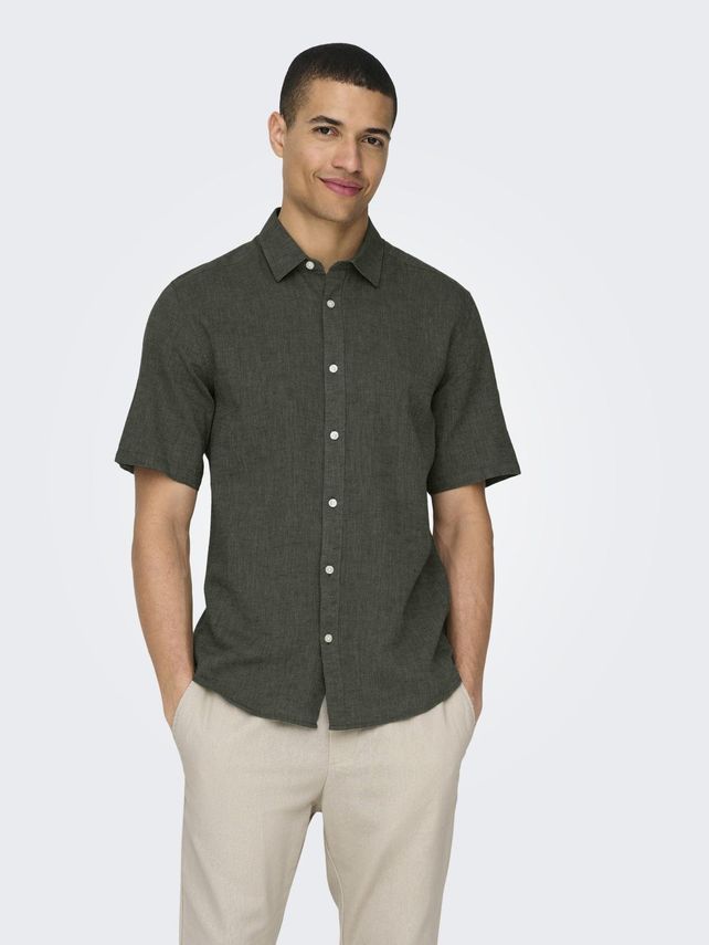 Onscaiden Ss Solid Linen Shirt Noos fra Only & Sons