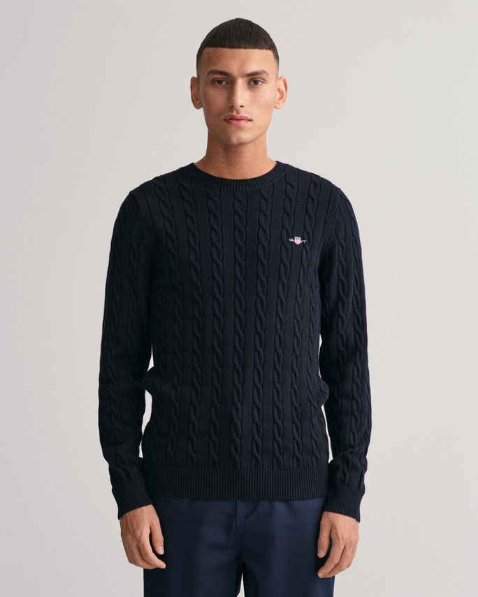 Cotton Cable C Neck fra Gant