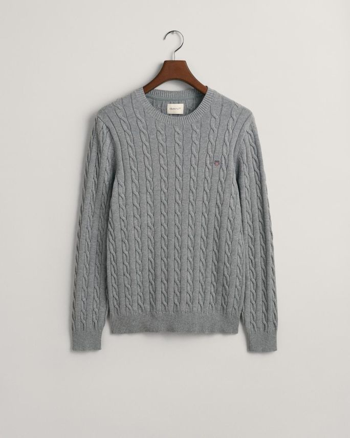 Cotton Cable C Neck fra Gant