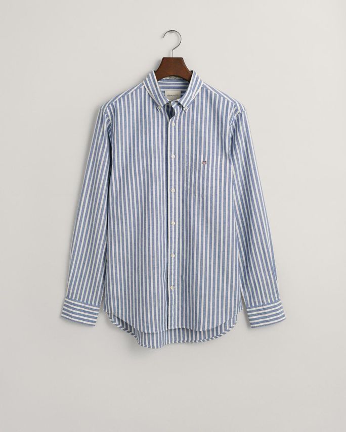 Gant Reg Cotton Linen Stribet Skjorte – Fantastisk Tilbud!