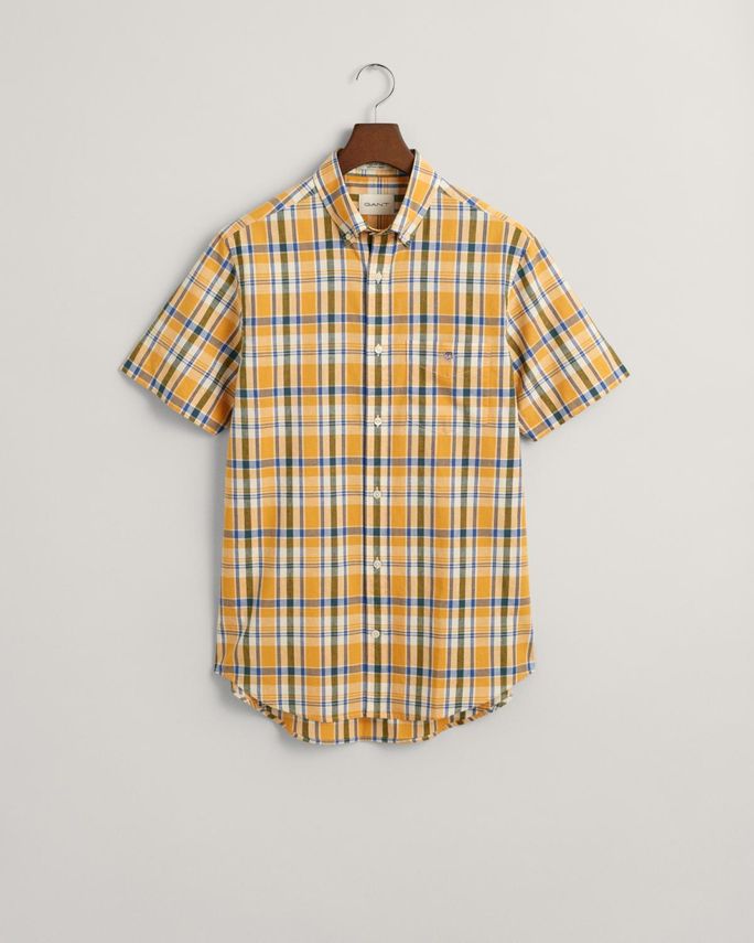Gant Reg Cotton Linen Check Kortærmet Skjorte - Stilfuld Komfort