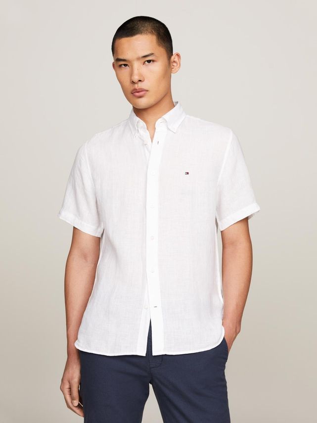 Stilfuld Pigmentfarvet Linned Skjorte fra Tommy Hilfiger