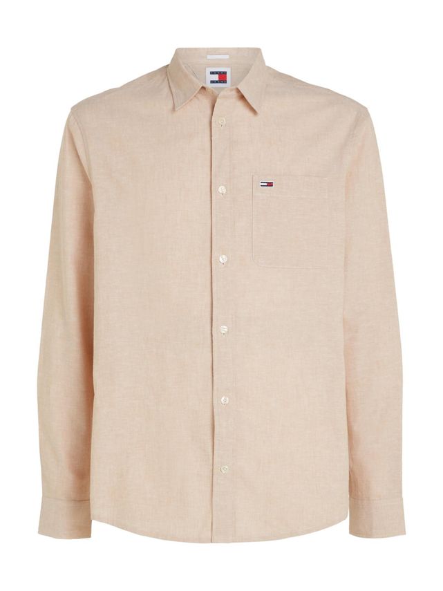 Tommy Jeans Linned Blend Skjorte på tilbud - Must-have!