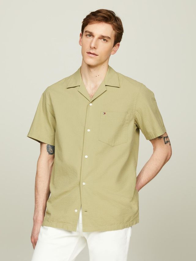 Seersucker Solid Shirt S S fra Tommy Hilfiger