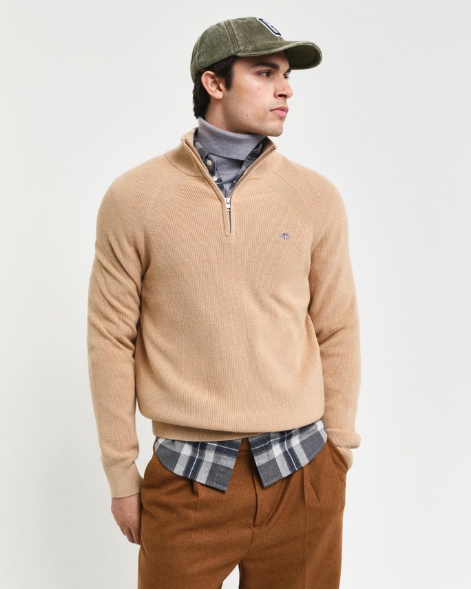 GANT Cotton Wool Rib Half Zip – Elegant hverdagssweater