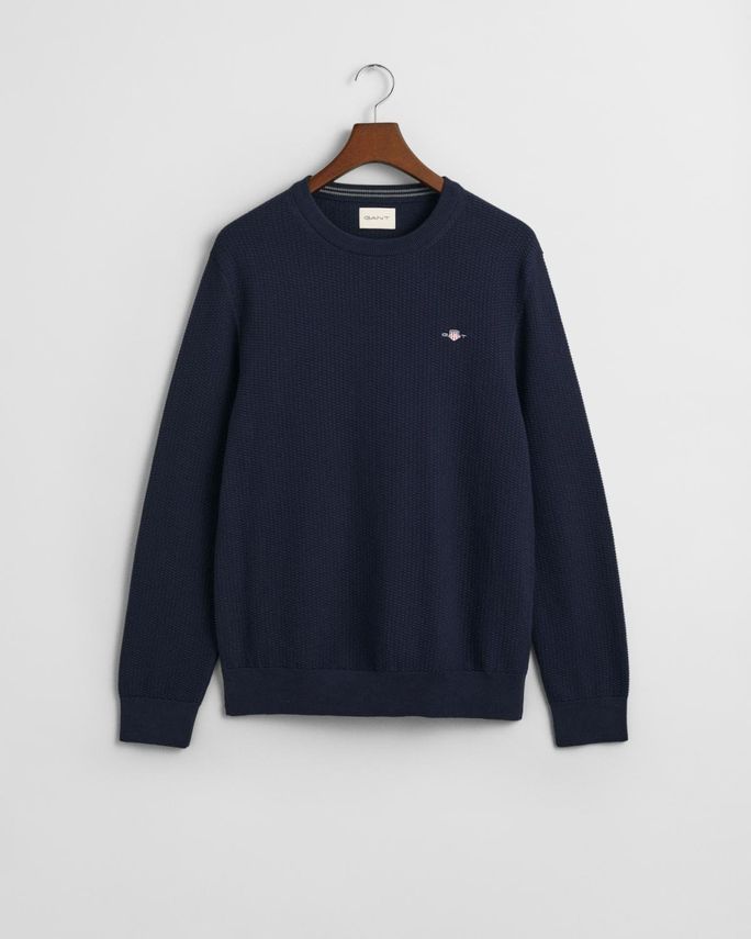 Cotton Micro Textured C Neck fra Gant