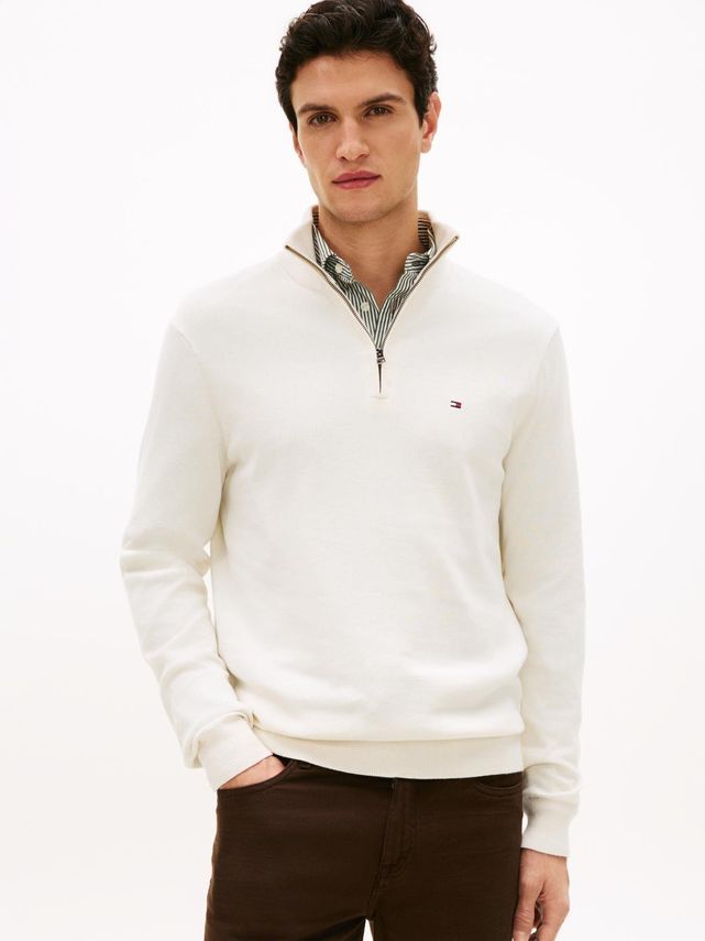Essential Cotton Zip Mock fra Tommy Hilfiger