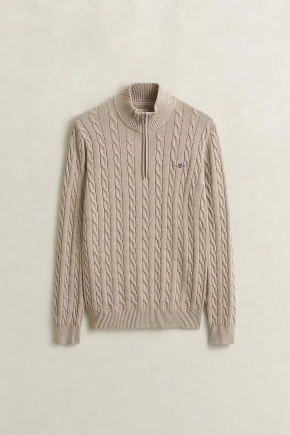 Cotton Cable Half Zip fra Gant
