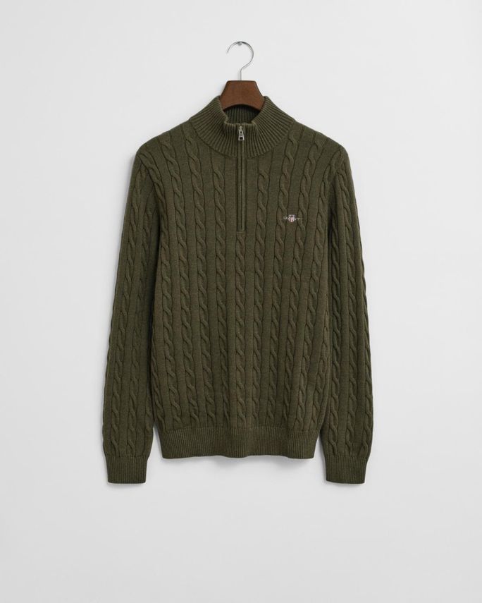 Cotton Cable Half Zip fra Gant