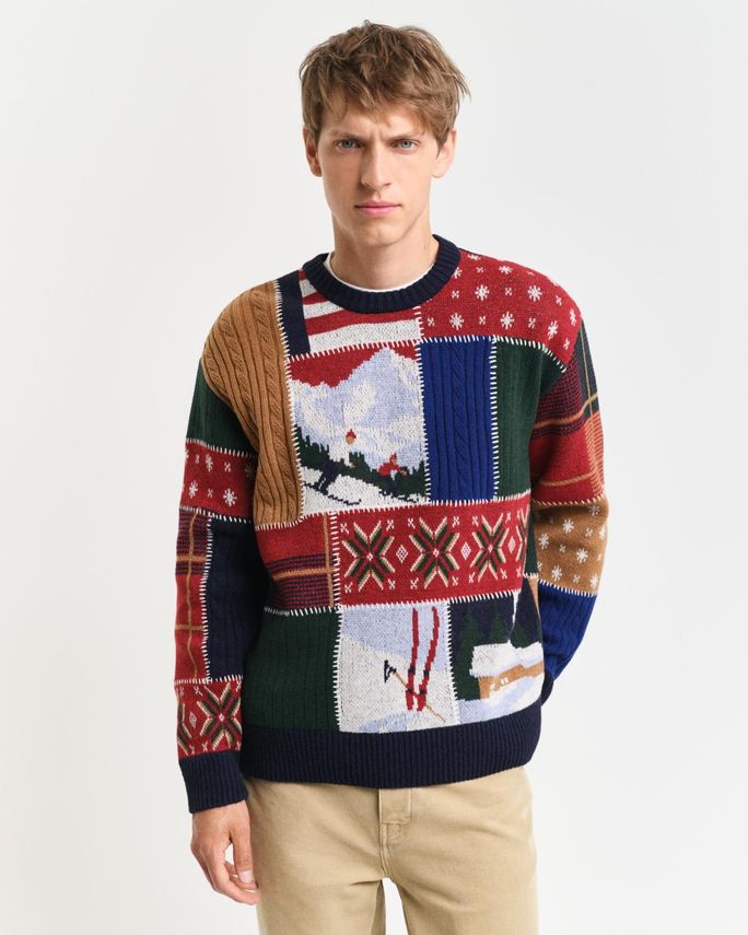 Patchworked C Neck fra Gant