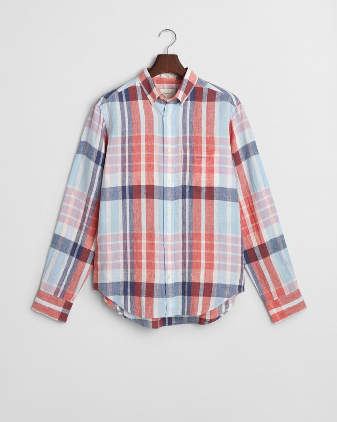 Gant Reg Linen Madras Skjorte – Fantastisk Tilbud!