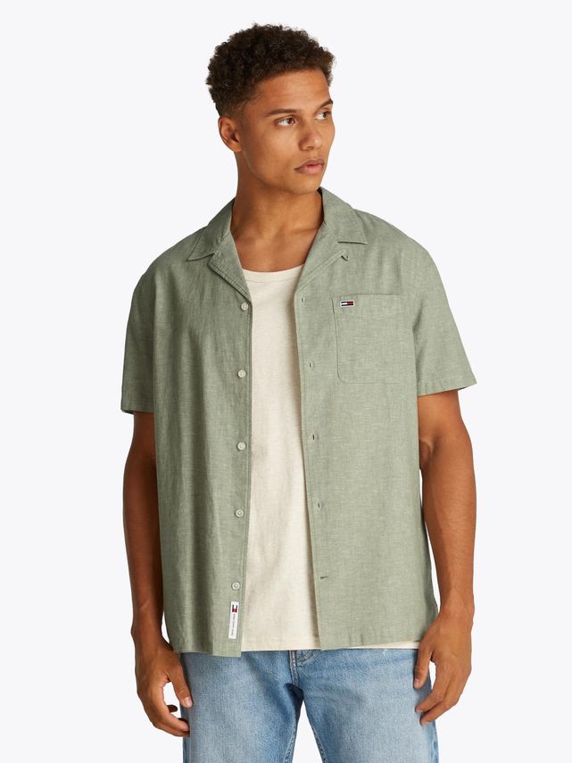 Tommy Jeans Hør-Blanding Camp Skjorte - Udsalg!