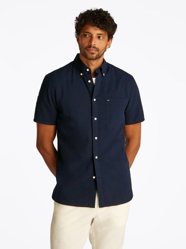 Seersucker Solid Ss Rf Shirt fra Tommy Hilfiger
