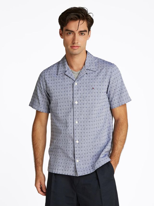 Cotton Linen Dobby Ss Rf Shirt fra Tommy Hilfiger
