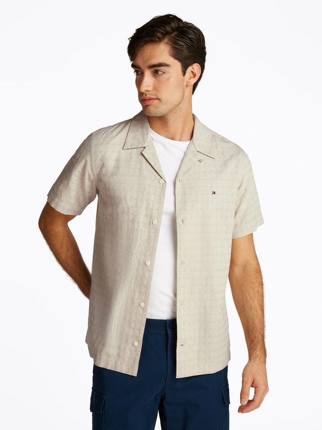 Cotton Linen Dobby Ss Rf Shirt fra Tommy Hilfiger