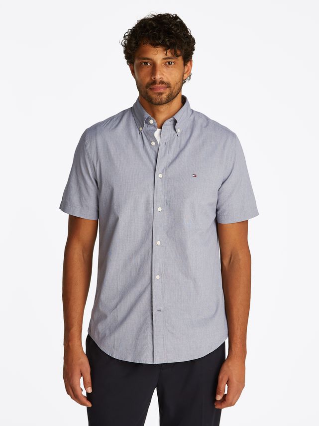 Flex Poplin Houndstooth Ss Shirt fra Tommy Hilfiger