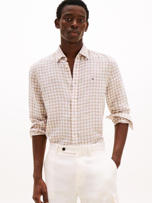 Linen Essential Gingham Rf Shirt fra Tommy Hilfiger