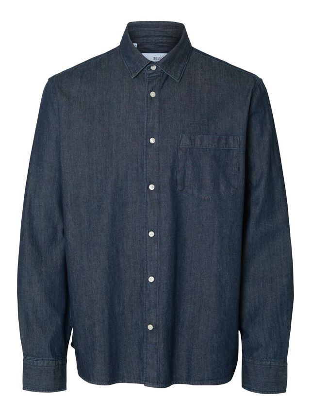 Lys Vasket Denimskjorte fra Selected – Ideel til Hverdagsbrug