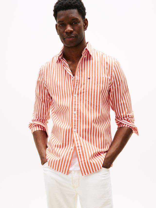 Tommy Hilfiger Stribet Flex Poplin Skjorte - Udsalg!