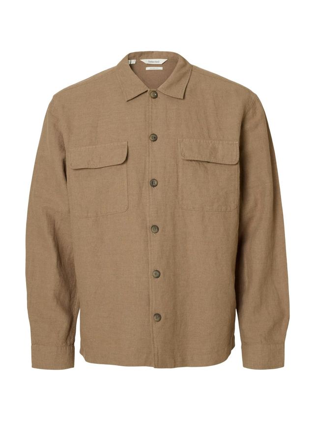 Slh Leroy Linen Blend Overshirt Ls fra Selected