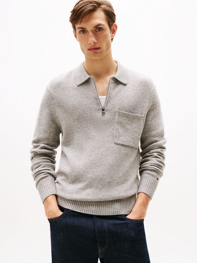 Lambswool Zip Polo fra Tommy Hilfiger