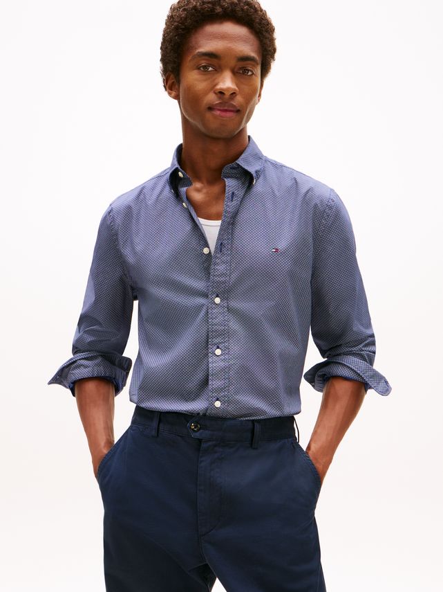 Flex Poplin Micro Rf Print Shirt fra Tommy Hilfiger