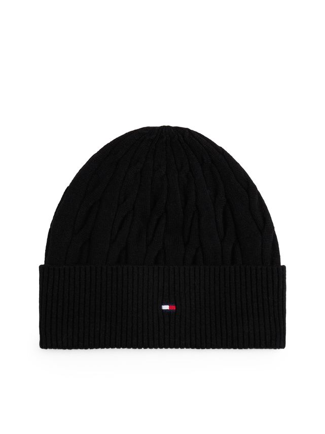 Th Flag Cable Knit Beanie fra Tommy Hilfiger