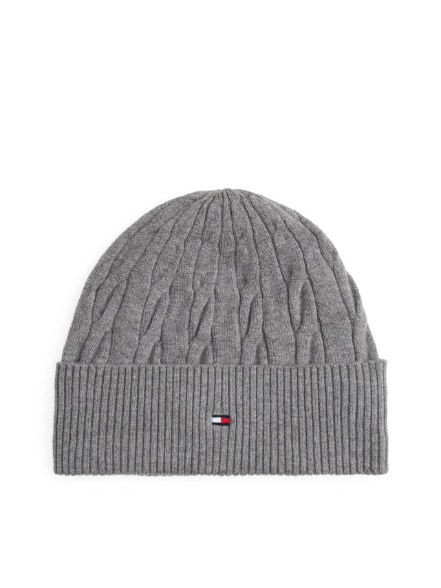 Th Flag Cable Knit Beanie fra Tommy Hilfiger
