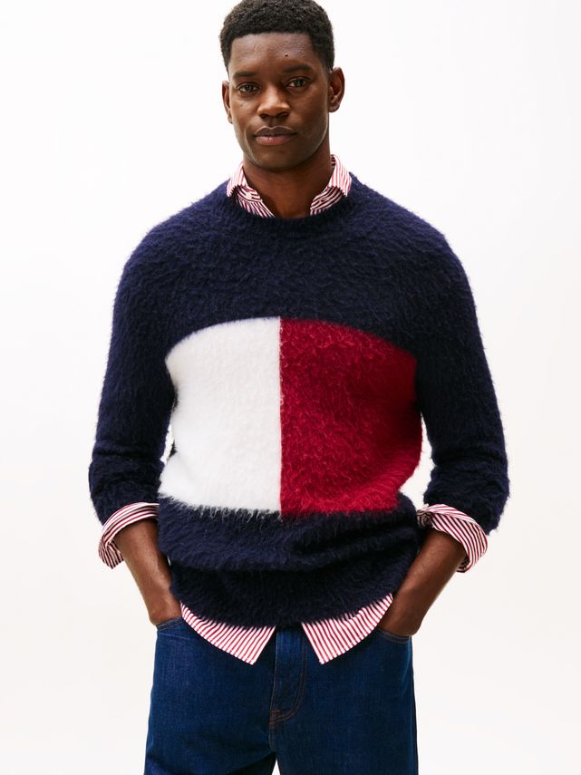 Alpaca Blend Big Flag Crew Neck fra Tommy Hilfiger