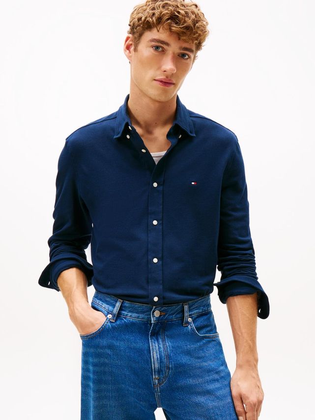 Knit Pique Featherweight Shirt fra Tommy Hilfiger