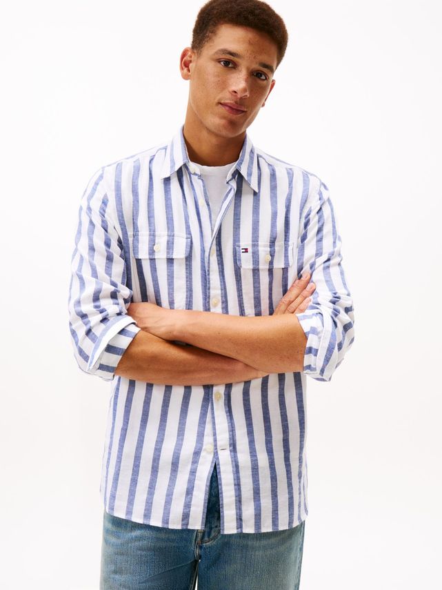 Brushed Linen Twill Stp Rlx Sht fra Tommy Hilfiger