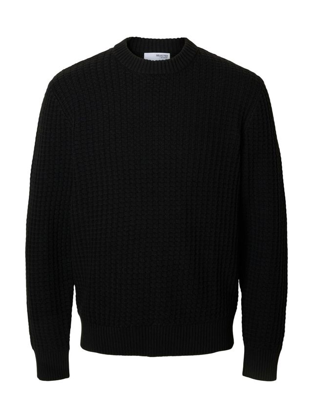 Slhtom Ls Knit Structure Crew Neck fra Selected