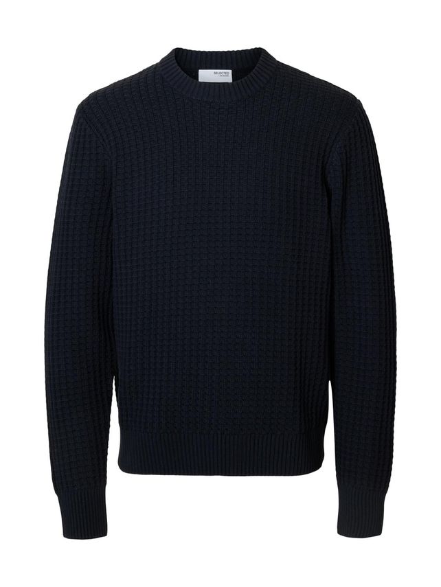 Slhtom Ls Knit Structure Crew Neck fra Selected