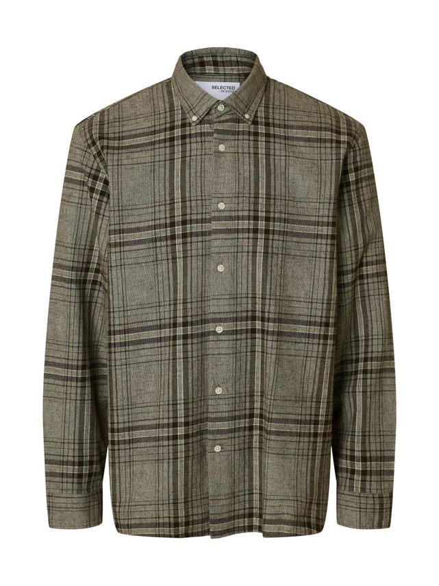 Slhregnoah Mix Bdwn Ls Shirt Camp fra Selected