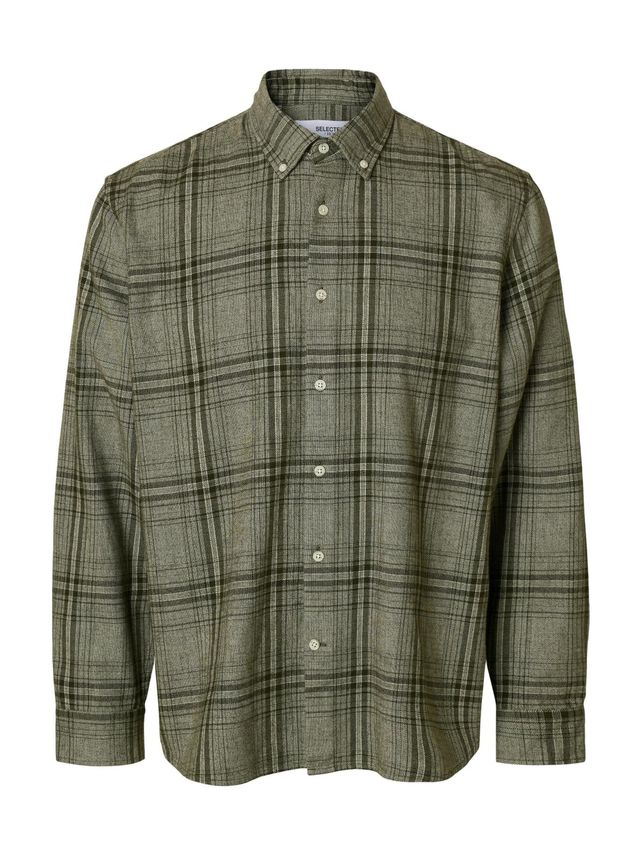 Slhregnoah Mix Bdwn Ls Shirt Camp fra Selected