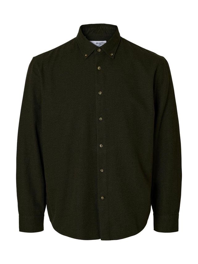 Slhregnoah Mix Bdwn Ls Shirt Camp fra Selected