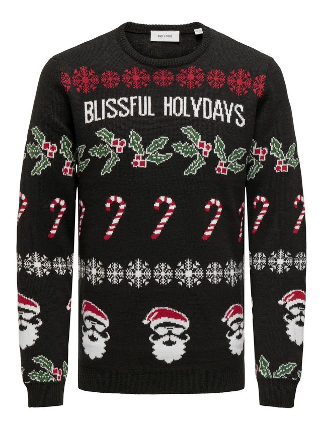 Onsxmas Reg 5 Allover Crew Knit fra Only & Sons