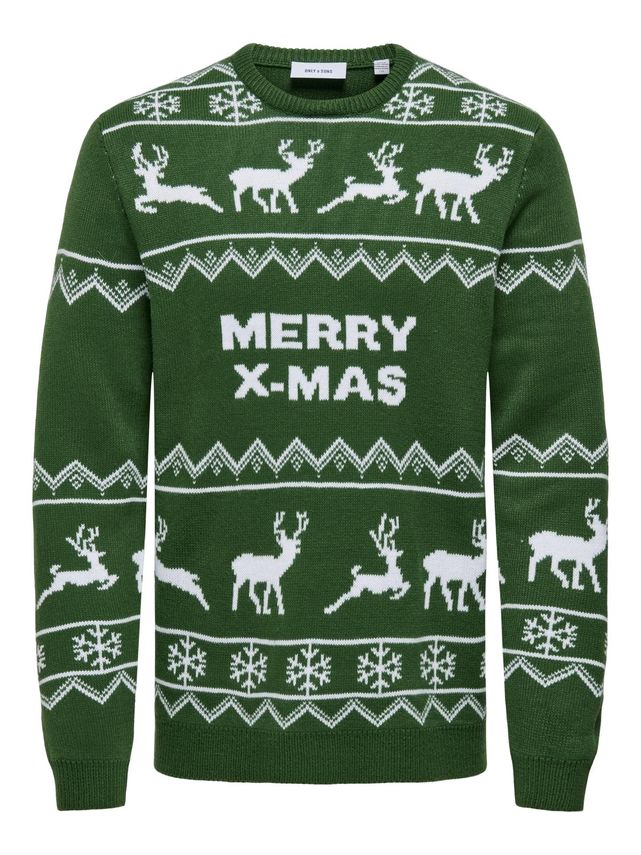 Onsxmas Reg 5 Allover Crew Knit fra Only & Sons