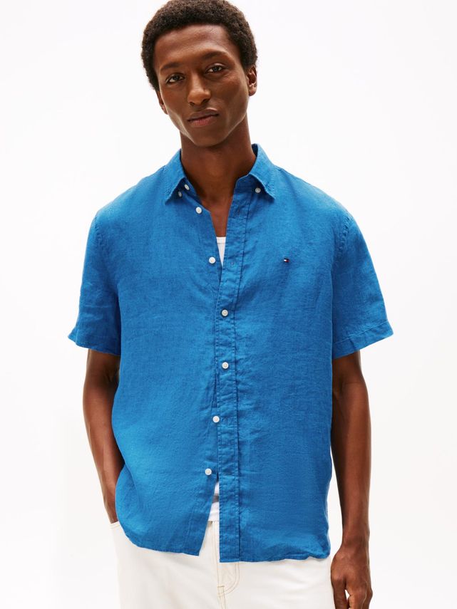 Pigment Dyed Linen Rf Shirt S S fra Tommy Hilfiger