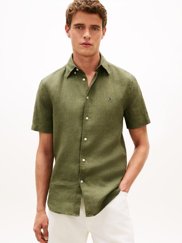 Pigment Dyed Linen Rf Shirt S S fra Tommy Hilfiger