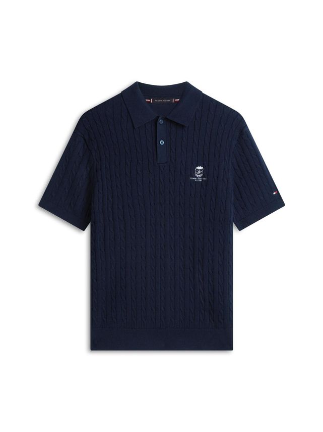 Cable Short Sleeve Polo fra Tommy Hilfiger