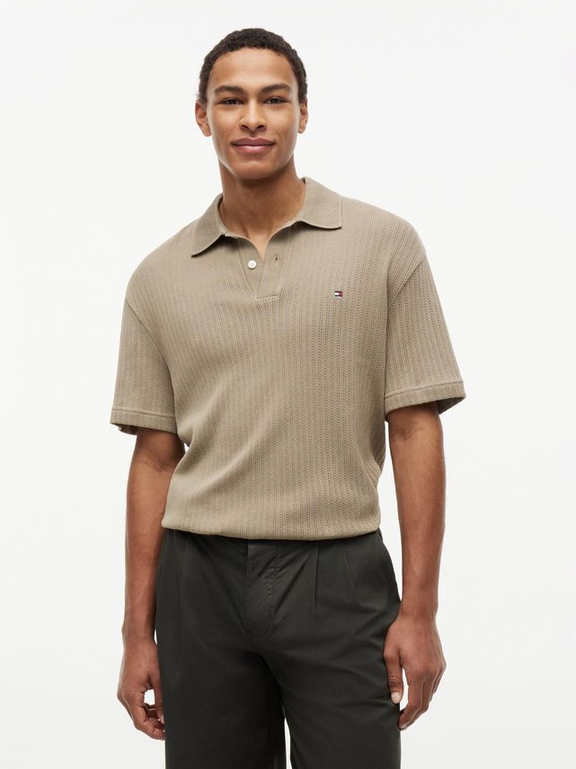 Open Knit Relaxed Fit Polo fra Tommy Hilfiger