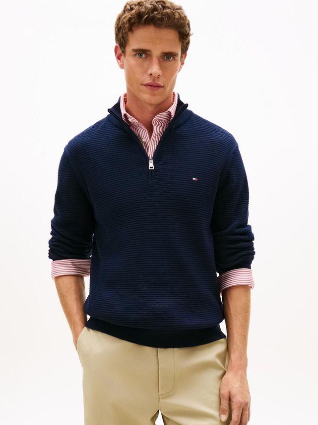 Seasonal Structure Zip Mock fra Tommy Hilfiger