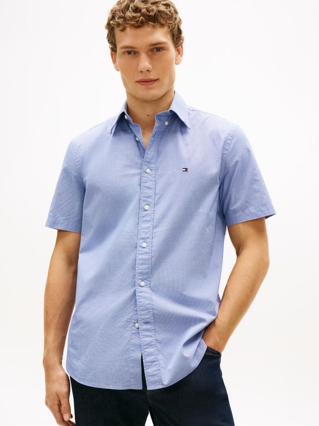 Flex Poplin Houndstooth Ss Shirt fra Tommy Hilfiger