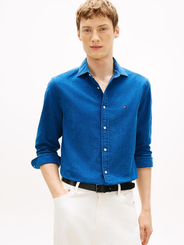 Indigo Seersucker Shirt fra Tommy Hilfiger
