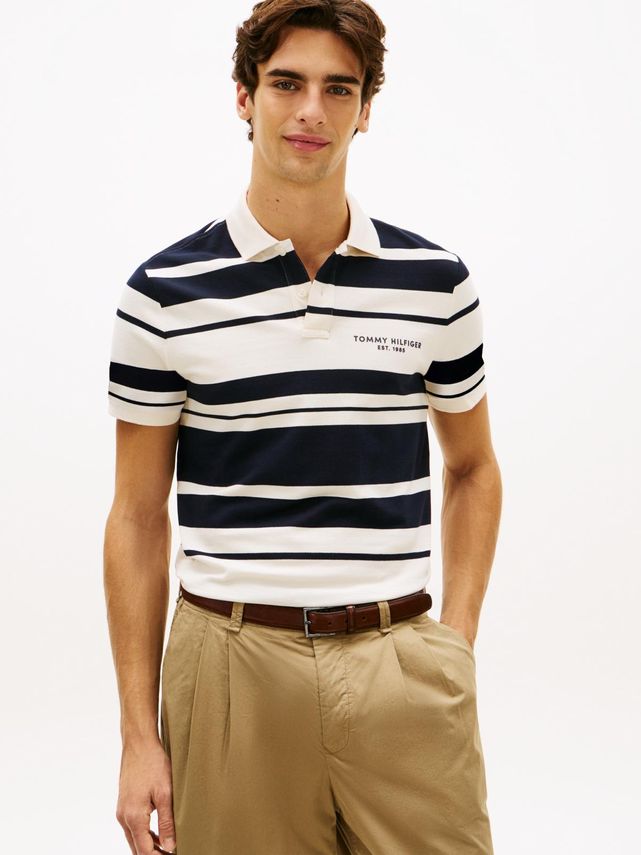 Pique Multi Stripe Reg Polo fra Tommy Hilfiger
