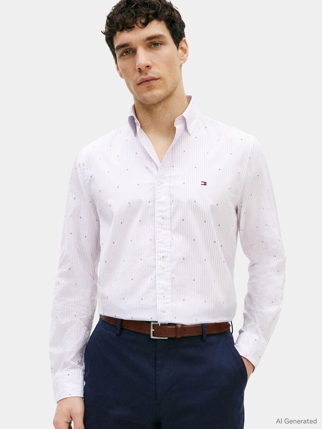 Flex Poplin Fil A Coupe Sht fra Tommy Hilfiger