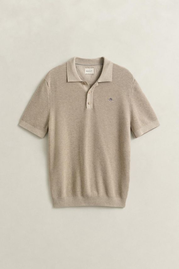 Micro Textured Cotton Ss Polo fra Gant