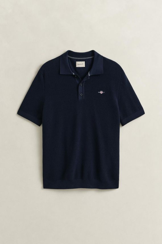 Micro Textured Cotton Ss Polo fra Gant