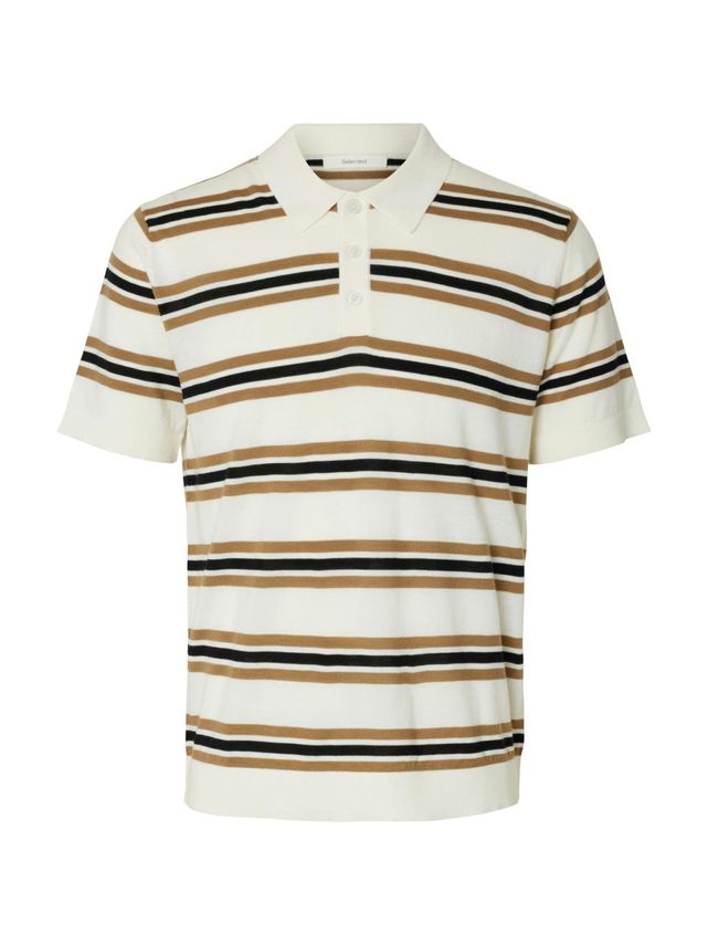 Slhtray Ss Merino Stripe Polo fra Selected